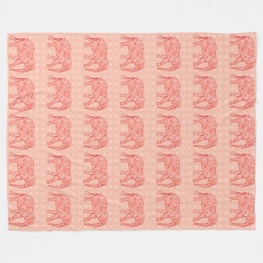 Elefant wirbelnd Fraktal - orange und weiß Fleecedecke (Vorderseite (Horizontal))