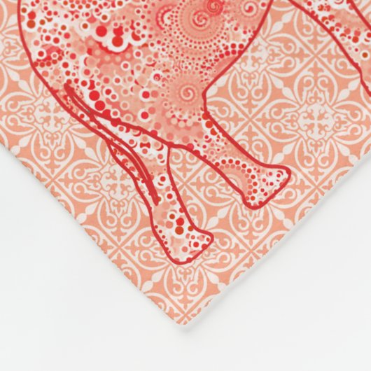 Elefant wirbelnd Fraktal - orange und weiß Fleecedecke (Ecke)