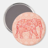 Elefant wirbelnd Fraktal - orange und weiß Magnet (Vorderseite/Rückseite)