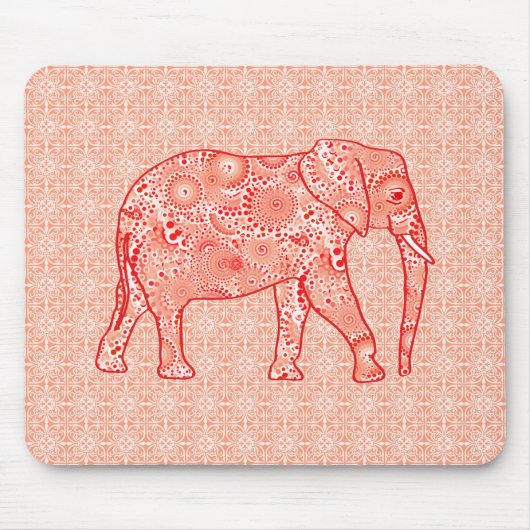 Elefant wirbelnd Fraktal - orange und weiß Mousepad (Vorne)
