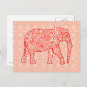 Elefant wirbelnd Fraktal - orange und weiß Postkarte (Vorne/Hinten)