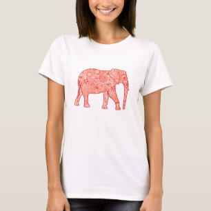 Elefant wirbelnd Fraktal - orange und weiß T-Shirt