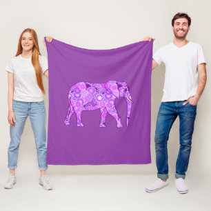 Elefant wirbelnd, lila und orchid mit Fraktal Fleecedecke