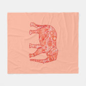 Elefant wirbelnd, orange und pfirsichfarben Frakta Fleecedecke (Vorderseite (Horizontal))