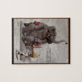 Elefant wird von kleinem Hund gewogen Puzzle (Horizontal)