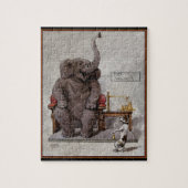 Elefant wird von kleinem Hund gewogen Puzzle (Vertikal)