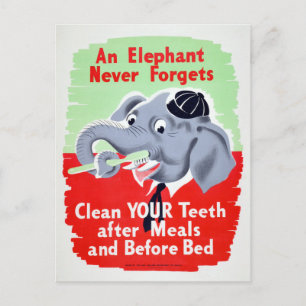 Elefant Zahnarzt Vintage Putze deine Zähne Postkarte