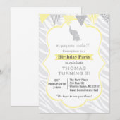Elefant Zebra zum Geburtstag Einladung (Vorne/Hinten)