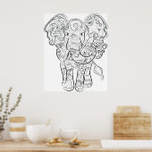 Elefant zeichnend Erwachsenenfärberplakat Poster (Küche)