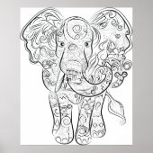 Elefant zeichnend Erwachsenenfärberplakat Poster (Vorne)