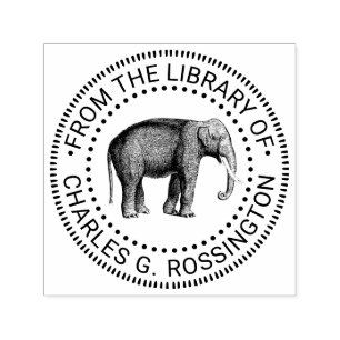 Elefant-Zeichnung aus einer alten Bibliothek Buchn Permastempel
