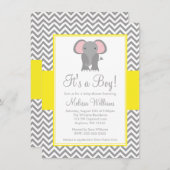 Elefant Zickzack Yellow Gray Baby Dusche Einladung (Vorne/Hinten)