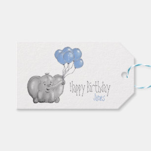 Elefant zum 1. Geburtstag mit Ballon Geschenkanhänger