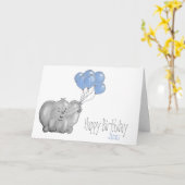 Elefant zum 1. Geburtstag mit Ballon Karte (Gelbe Blume)