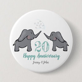 Elefant zum 20. China Hochzeitstag Button