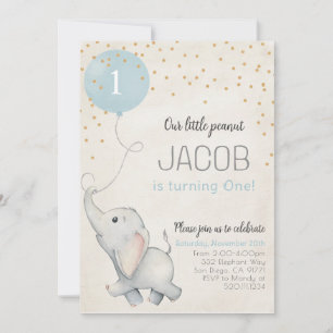 Elefant zum ersten Geburtstag - Babyparty-Einladun Einladung