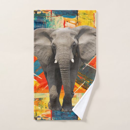 Elefante Abstrakte Farben Badezimmer Handtuchhalte Badhandtuch Set (Handtuch)
