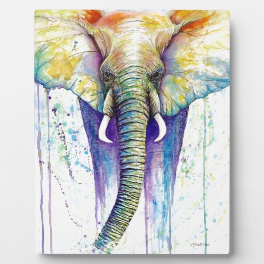 Elefante Aquarellkunst Fotoplatte (Vorderseite)