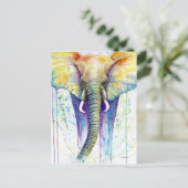 Elefante Aquarellkunst Postkarte (Stehend Vorderseite)