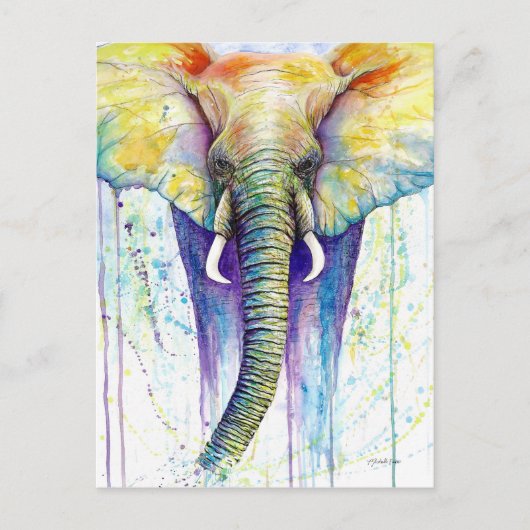 Elefante Aquarellkunst Postkarte (Vorderseite)