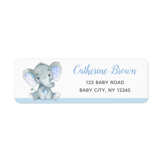 Elefante Rücksendeadressen-Aufkleber (Kinderdusche (Vorne)