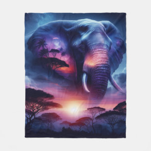 Elefante Silhouette bei Sonnenuntergang Fleecedecke