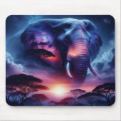 Elefante Silhouette bei Sonnenuntergang Mousepad (Vorne)