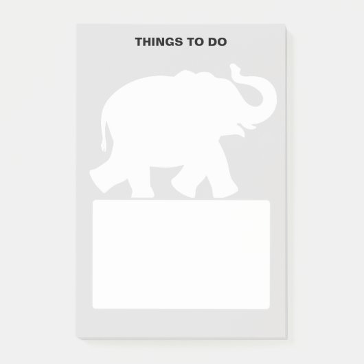 Elefante Silhouette über hellgraue Dinge zu tun Post-it Klebezettel (Vorderseite)