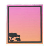 Elefante Silhouetten bei Sonnenuntergang Notizblock (Vorderseite)