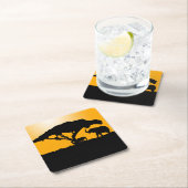 Elefante Silhouetten bei Sonnenuntergang Rechteckiger Pappuntersetzer (Vor Ort)