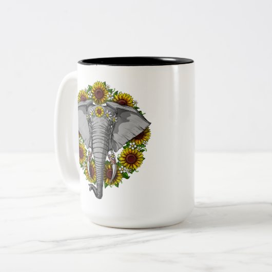 Elefante Sonnenblumen Zweifarbige Tasse (Vorderseite Links)