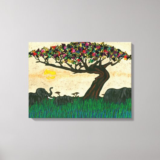 Elefanten auf den Flugzeug Afrikas Leinwanddruck (Vorderseite)