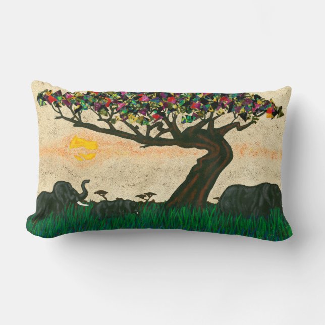 Elefanten auf den Flugzeug Afrikas Lendenkissen (Vorderseite)