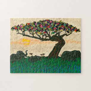 Elefanten auf den Flugzeug Afrikas Puzzle