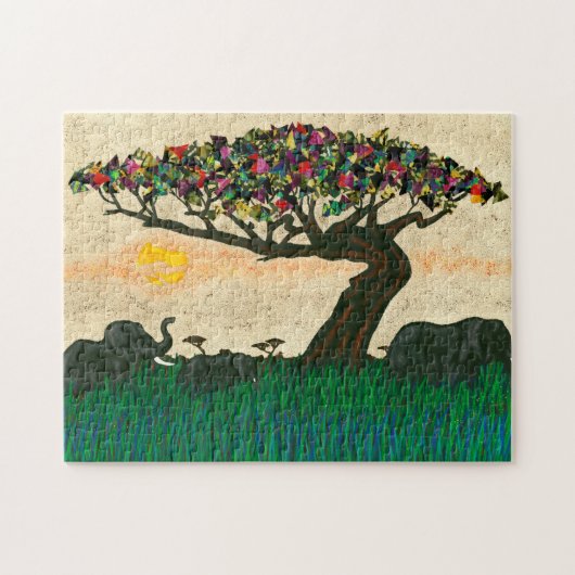 Elefanten auf den Flugzeug Afrikas Puzzle (Horizontal)