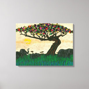 Elefanten auf den Flugzeugen Afrikas Leinwanddruck