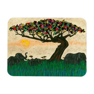 Elefanten auf den Flugzeugen Afrikas Magnet