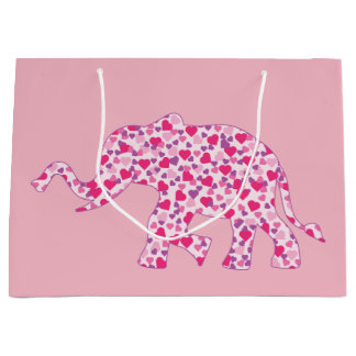 Elefanten aus kleinen rosa Herzen der Liebe Große Geschenktüte