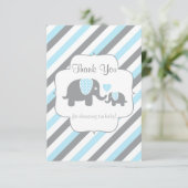 Elefanten aus Weiß, Blau und Grau - Vielen Dank Dankeskarte (Stehend Vorderseite)
