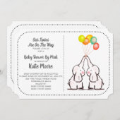 Elefanten Babydusche per Mail | Twins Einladung (Vorne/Hinten)