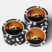 Elefanten bei Sonnenuntergang Pokerchips (Stapel)