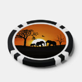 Elefanten bei Sonnenuntergang Pokerchips (Einzeln)