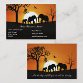 Elefanten bei Sonnenuntergang Visitenkarte (Vorne/Hinten)