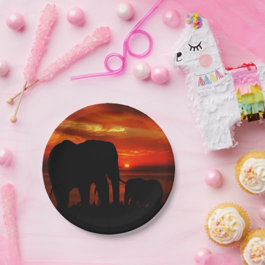 Elefanten bei Sunset Pappteller (Party)