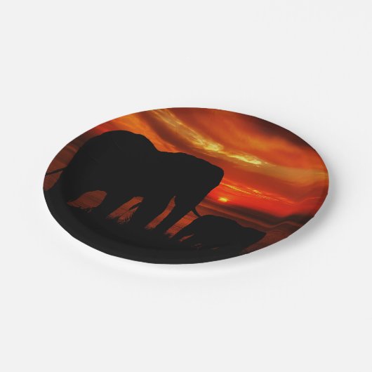 Elefanten bei Sunset Pappteller (Schrägansicht)