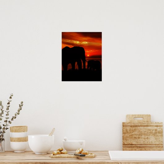Elefanten bei Sunset Poster (Küche)