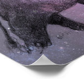 Elefanten beim Winterwandern im Mondschein Poster (Ecke)