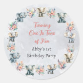 Elefanten & Boho-Jungle-Blume auf grauem Sticker (Vorderseite)