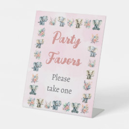 Elefanten & Boho Jungle-Blume auf Rosa Geburtstag Sockelschild