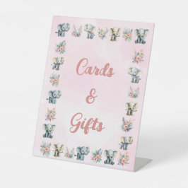 Elefanten & Boho Jungle-Blume auf Rosa Geburtstag Sockelschild